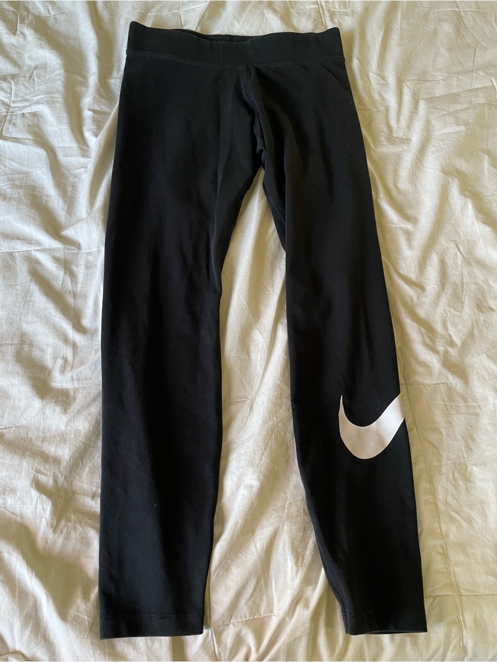 Nike Black Leggings with White Swoosh Accent